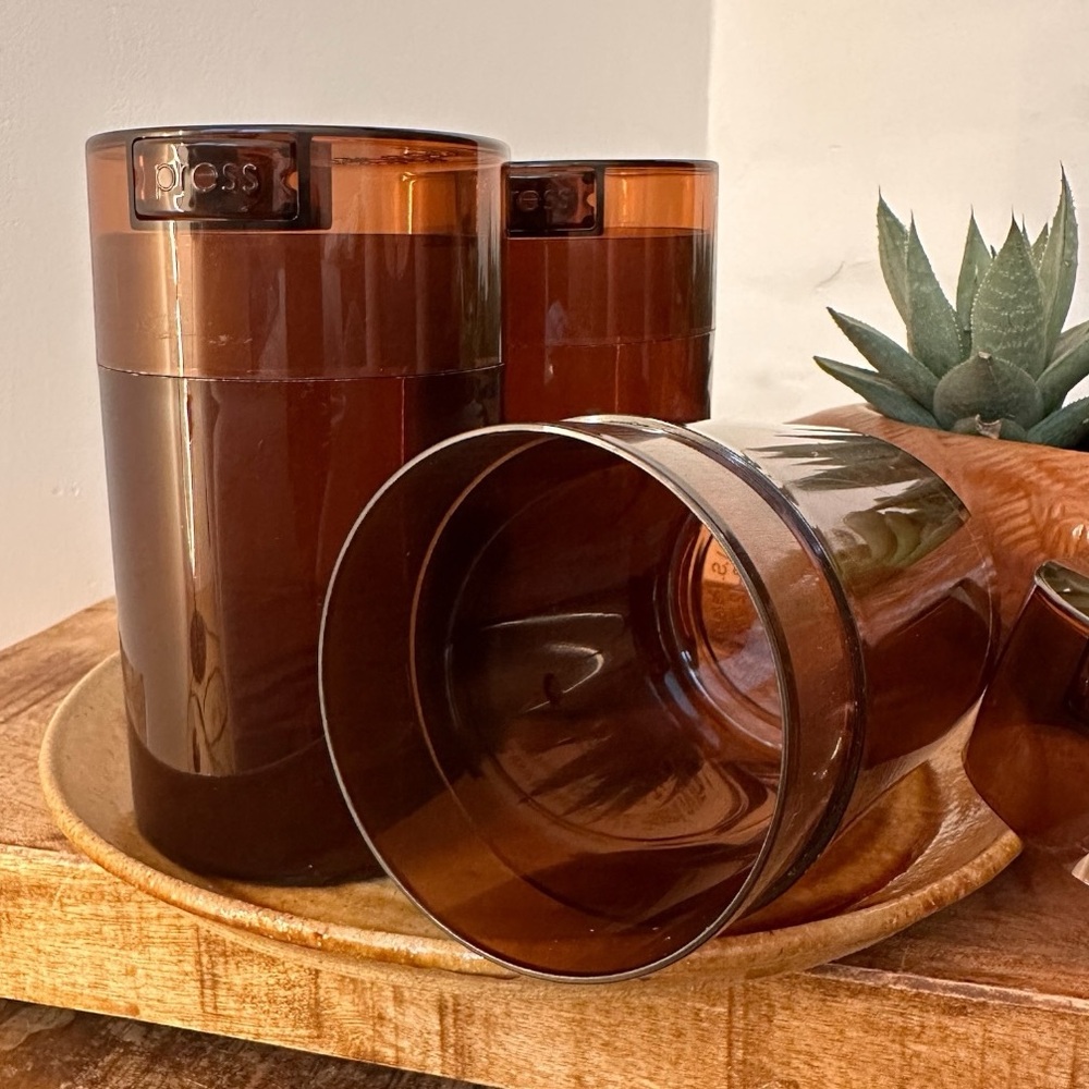 Set of 3 Amber Plastic Airtight Storage Containers
